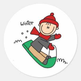 Adesivo Redondo Sledding do inverno
