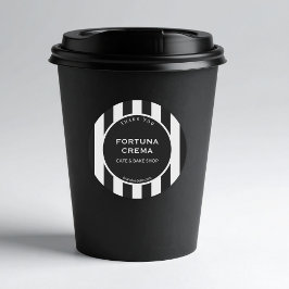 Adesivo Redondo Sleek Black White Stripe Business Name Thank You