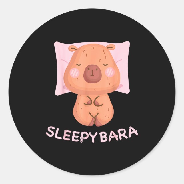 Adesivo Redondo Sleeng Capybara Pajamas Nightgown Sleepybara Roden (Frente)