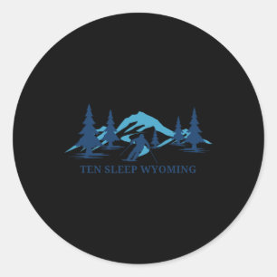 Adesivo Redondo Sleep Wyoming Ski Resort Skiier