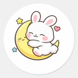 Adesivo Redondo Sleeping Bunny Moon Easter Design