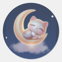 Sleeping Kitten Moon – Cute Kawaii Sticker