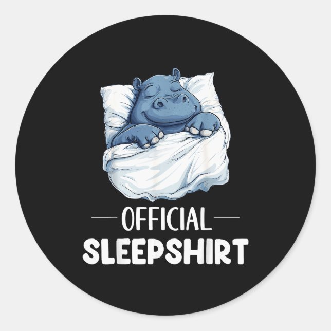 Adesivo Redondo Sleepshirt Cute Sleeng Hip Animal Lovers Pajama  (Frente)