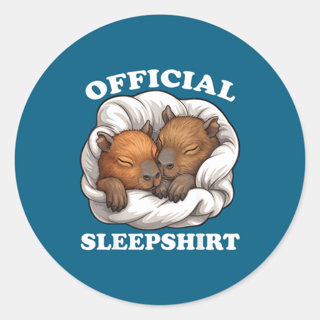 Adesivo Redondo Sleepshirt Funny Capybara Nigh Capybara Lover  (Frente)