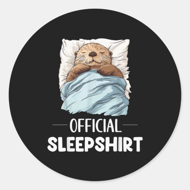 Adesivo Redondo Sleepshirt Sleeng Sea Otter Animal Lovers Pajama  (Frente)