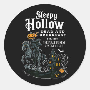 Adesivo Redondo Sleepy Hollow Dead and Breakfast Est 1869 Vintage