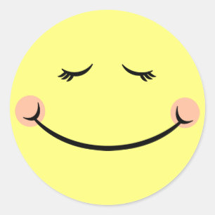 Adesivo Redondo Sleepy Kawaii Happy Face