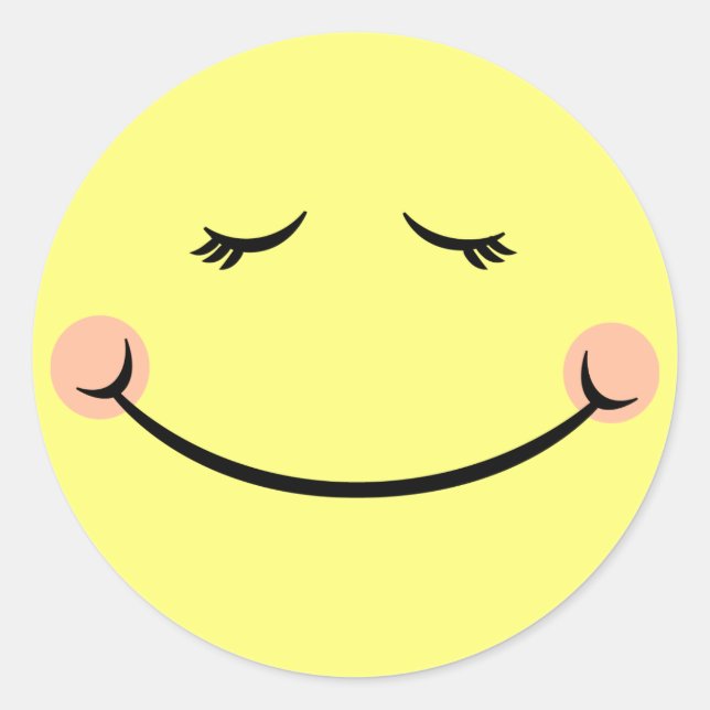 Adesivo Redondo Sleepy Kawaii Happy Face (Frente)