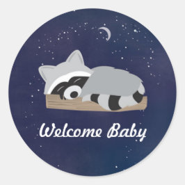 Adesivo Redondo Sleepy Raccoon Stickers