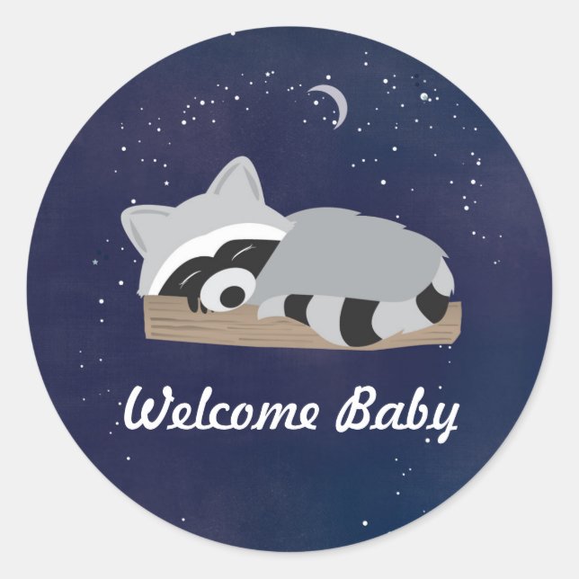 Adesivo Redondo Sleepy Raccoon Stickers (Frente)