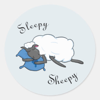 Adesivo Redondo Sleepy Sheepy Sticker