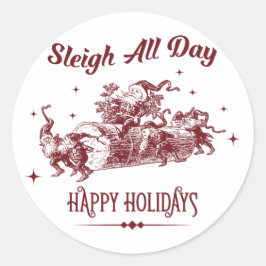Adesivo Redondo Sleigh All day Vintage Christmas