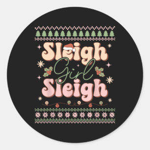 Adesivo Redondo Sleigh Girl Sleigh Xmas Feia Natal