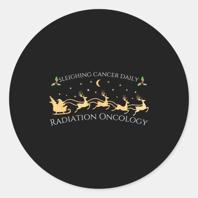 Adesivo Redondo Sleighing Cancer Daily Radiation Oncology Christma (Frente)