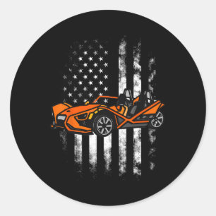 Adesivo Redondo Slingshot Carro Americano Bandeira 4 De Julho