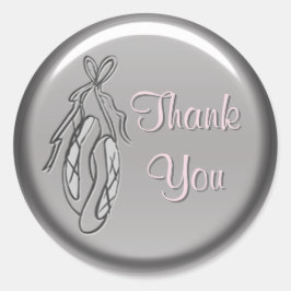 Adesivo Redondo Slipper Rosa e Cinza Obrigado Sticker