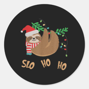 Adesivo Redondo Slo Ho Ho Feliz Slothmas - Natal Leve