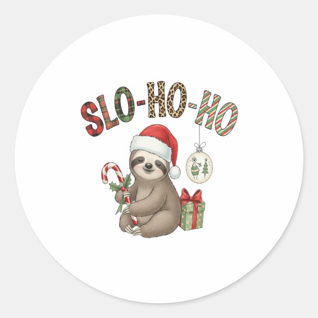 Adesivo Redondo Slo Ho Xmas Sloth (Frente)