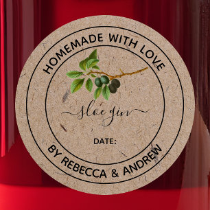 Adesivo Redondo Sloe Gin Kraft Cor Caseiro com Amor