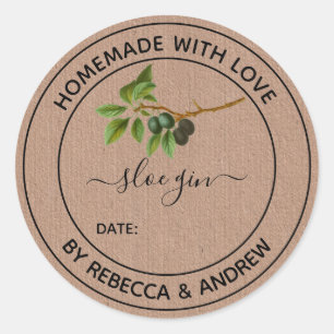 Adesivo Redondo Sloe Gin Kraft Cor Caseiro com Amor