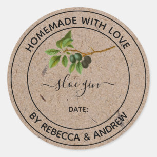 Adesivo Redondo Sloe Gin Kraft Cor Caseiro com Amor