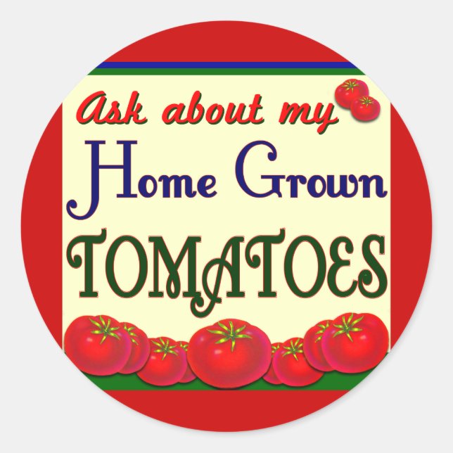 Adesivo Redondo Slogan do Jardim do Tomato Homegrown (Frente)