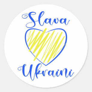 Adesivo Redondo Slogan Slava Ucraniano Glória à Ucrânia