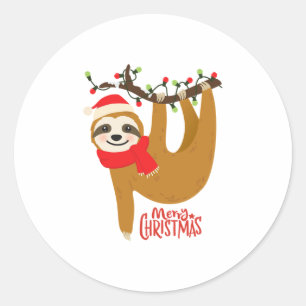 Adesivo Redondo Sloth de Natal