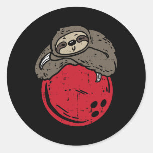 Adesivo Redondo Sloth Dormindo Na Bola de boliche Engraçado Bowler
