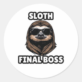 Adesivo Redondo Sloth Final Boss Cool Sticker