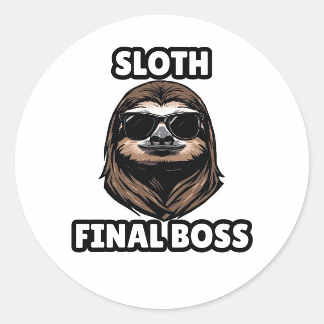 Adesivo Redondo Sloth Final Boss Cool Sticker (Frente)