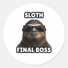 Adesivo Redondo Sloth Final Boss Funny Sticker