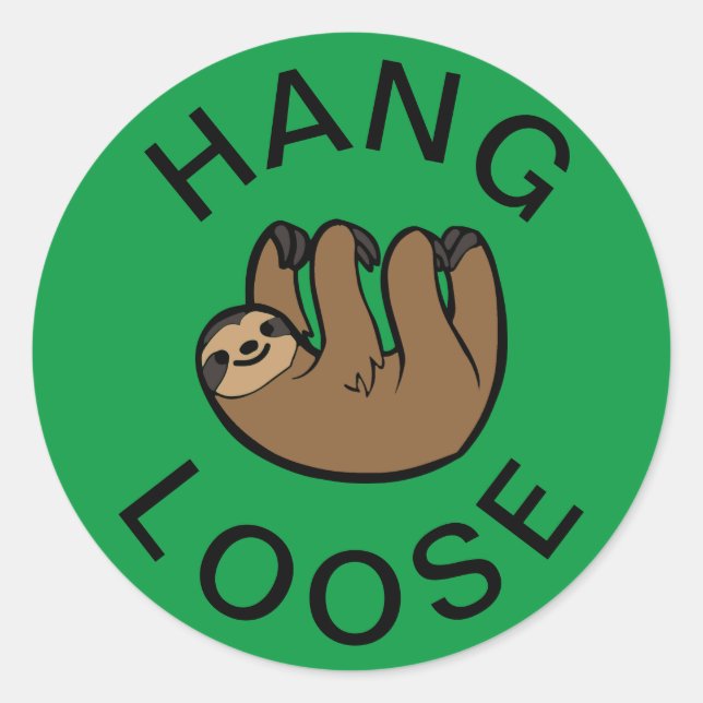 Adesivo Redondo Sloth Hang Loose (Frente)