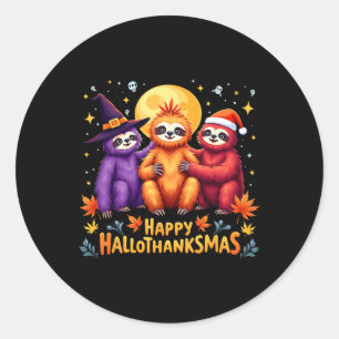 Adesivo Redondo Sloth Happy Hallothanksmas Dia das Bruxas