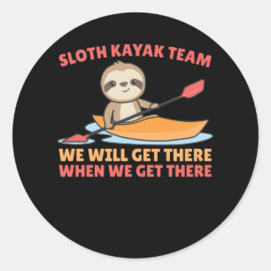 Adesivo Redondo Sloth Kayak Team Paddling Funny Sloths