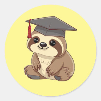 Adesivo Redondo Sloth Love Graduation Sticker