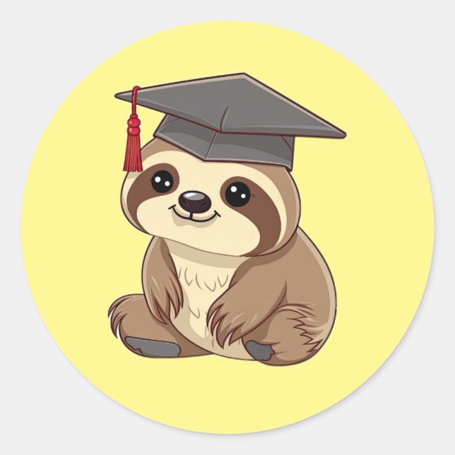 Adesivo Redondo Sloth Love Graduation Sticker (Frente)