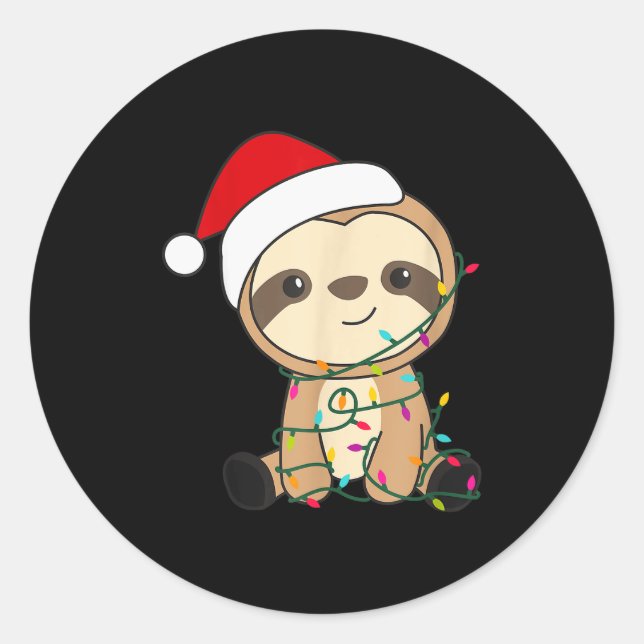 Adesivo Redondo Sloth Merry Christmas Winter Sloths Christmas  (Frente)