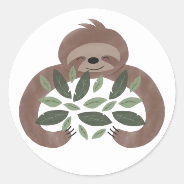 Adesivo Redondo Sloth Sticker (Frente)
