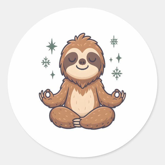 Adesivo Redondo Sloth Yoga Sloth (Frente)