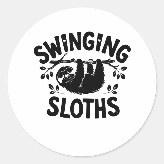 Adesivo Redondo Sloths Balançando Ali No Stick (Frente)