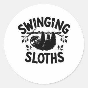 Adesivo Redondo Sloths Balançando Ali No Stick