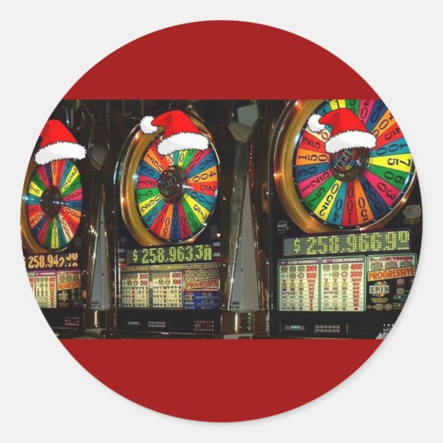 Adesivo Redondo Slots de Natal de Las Vegas (Frente)