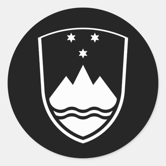 Adesivo Redondo Slovenia coat of arms, simple, black and white (Frente)