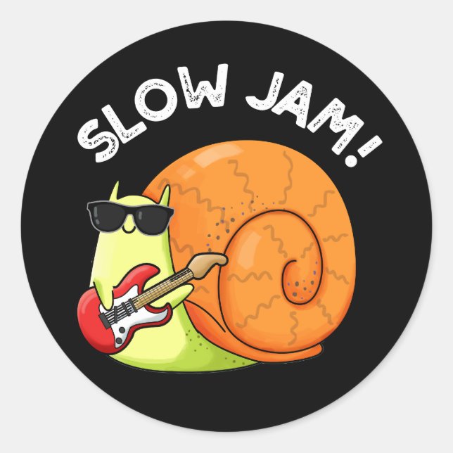Adesivo Redondo Slow Jam Funny Music Snail Pun Dardo BG (Frente)