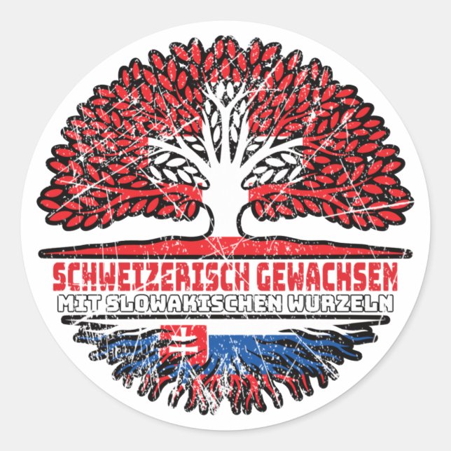 Adesivo Redondo Slowakei Schweizer Baum Wurzel (Frente)