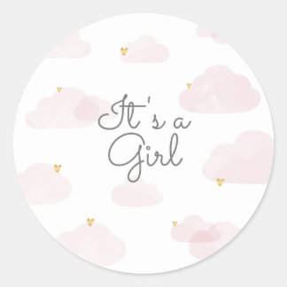 Adesivo Redondo Sluitzegel it's a girl roze wolken ronde sticker