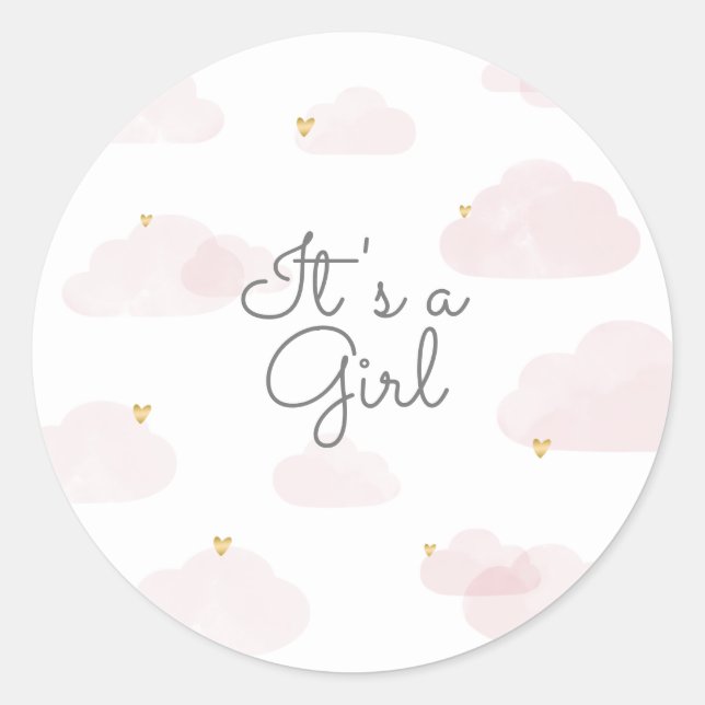 Adesivo Redondo Sluitzegel it's a girl roze wolken ronde sticker (Frente)