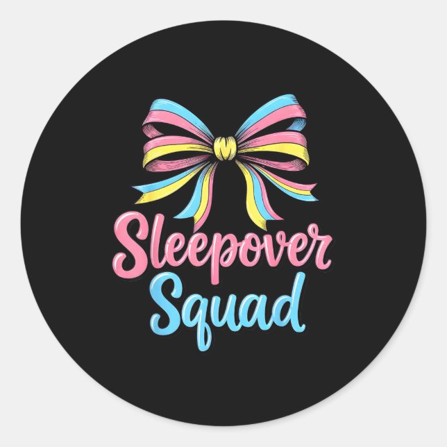 Adesivo Redondo Slumber Party Squad Sleever Coquette Birthday Paja (Frente)