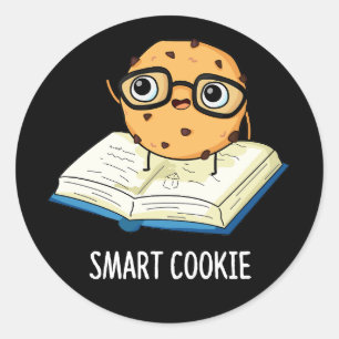 Adesivo Redondo Smart Cookie Funny Snack Pun Escuro BG